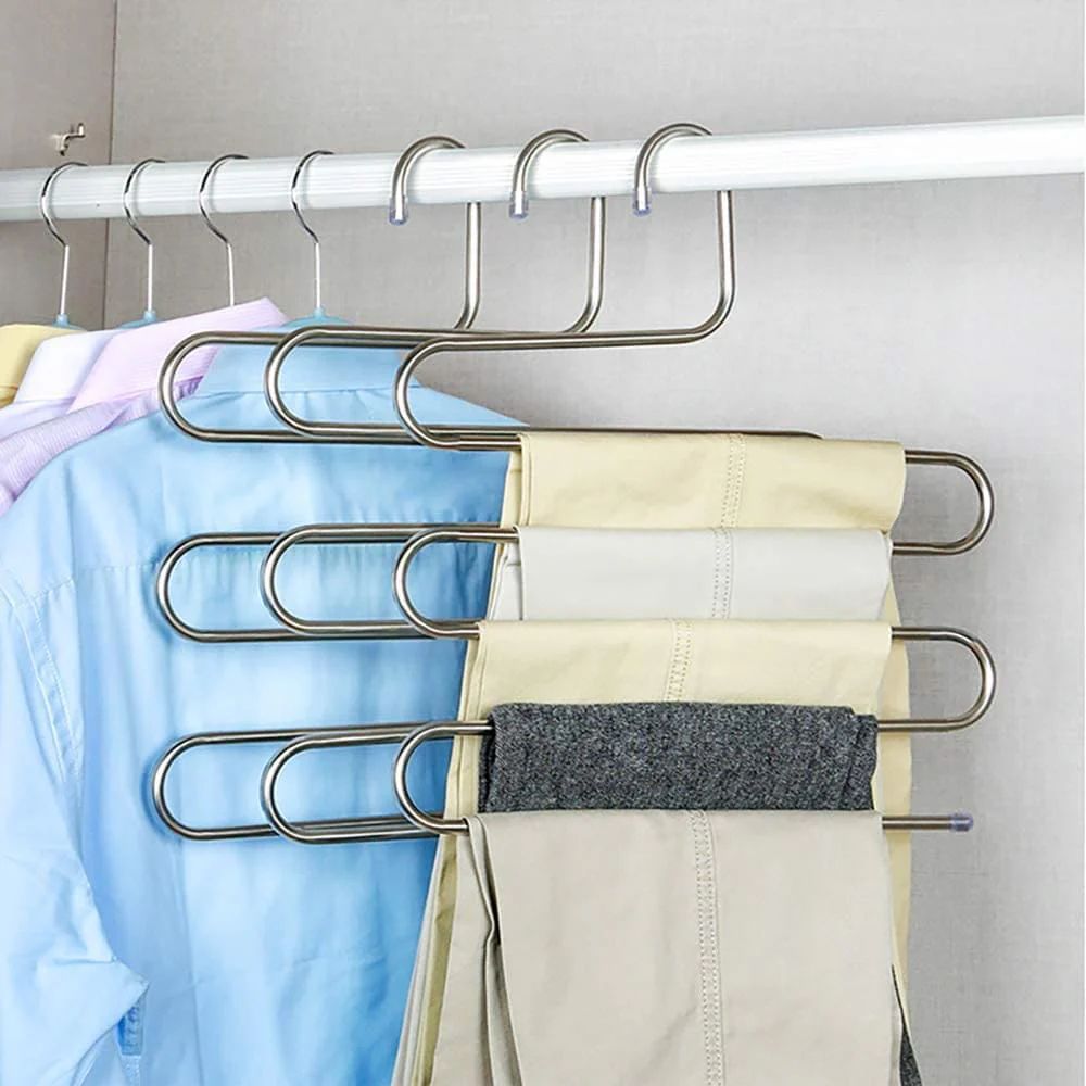 5 Layers Stainless Steel Clothes Heavy Hanger Black Colour