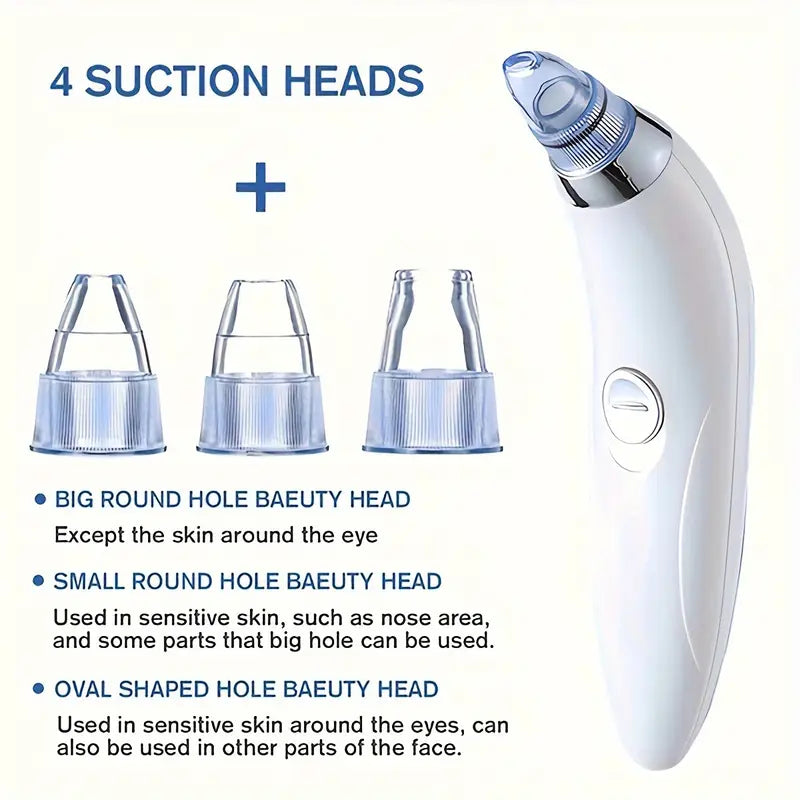 3-Adjustable Level Blackhead Remover Pore Vacuum, Upgraded USB Rechargeable Face Pore Acne Cleaner with 5 Probes for Women and Men, Suitable for All