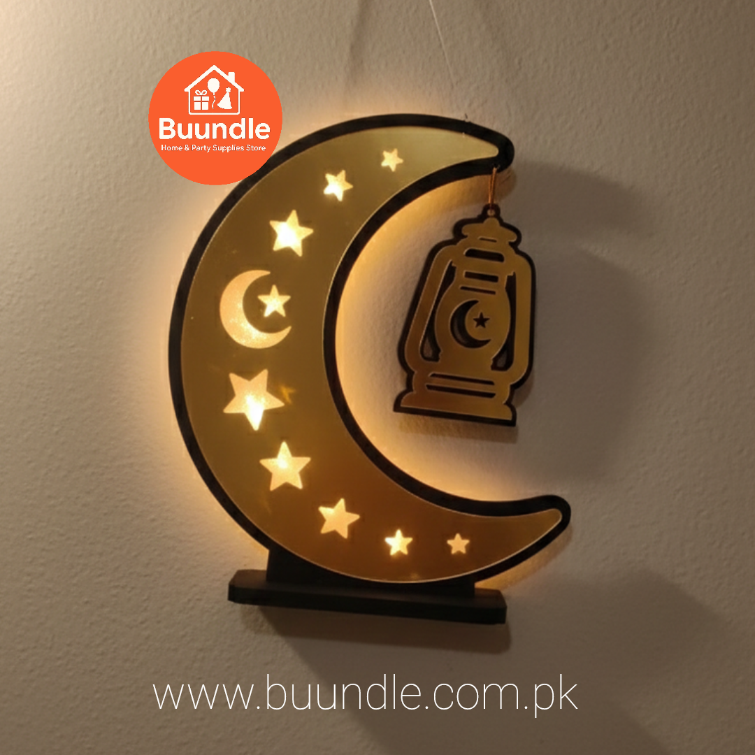 LED Crescent Moon & Lantern Hanging Decor