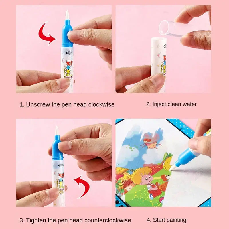 Magic Water Book for Kids ā Reusable Mess-Free Painting with Water Pen