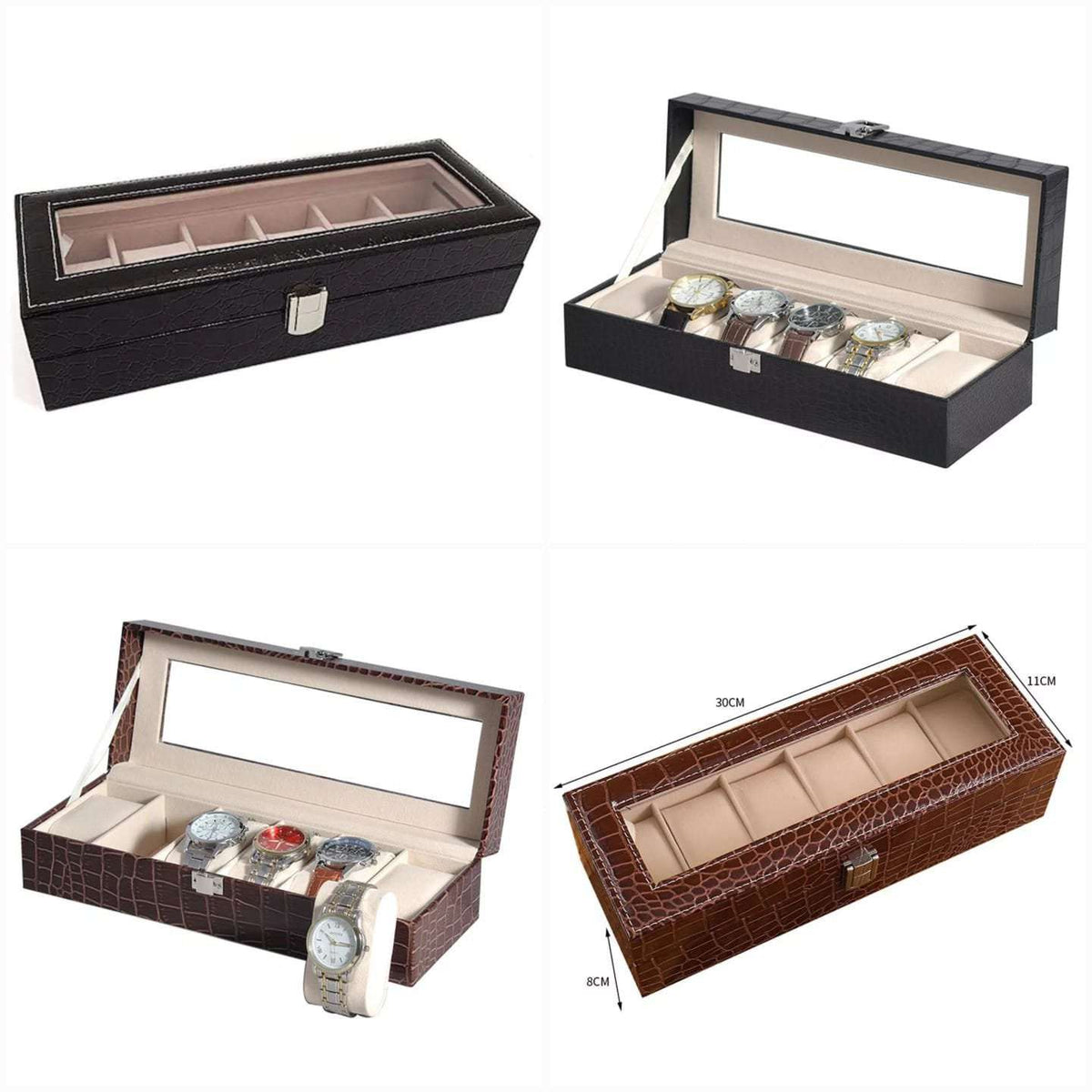 PU Leather Watch Storage Box – Luxury Organizer Case with 6 & 10 Grid Options | Display & Storage for Watches