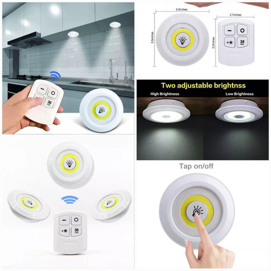 Pack of 3 Tap LED Light With Remote Control for Bedroom, Kitchen, and Home Decoration