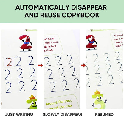 Pack of 4 Reusable Sank Magic Books for kids with Magic Pen - Educational and Learning Gift