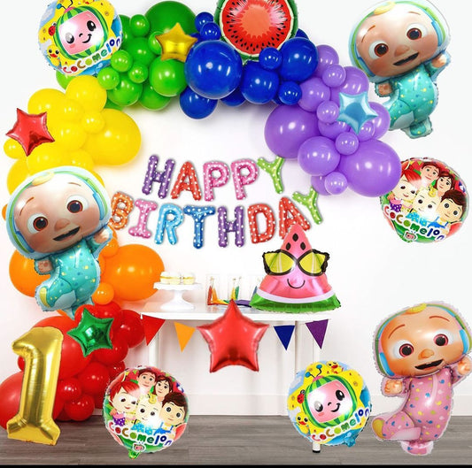 Cocomelon theme birthday balloons 