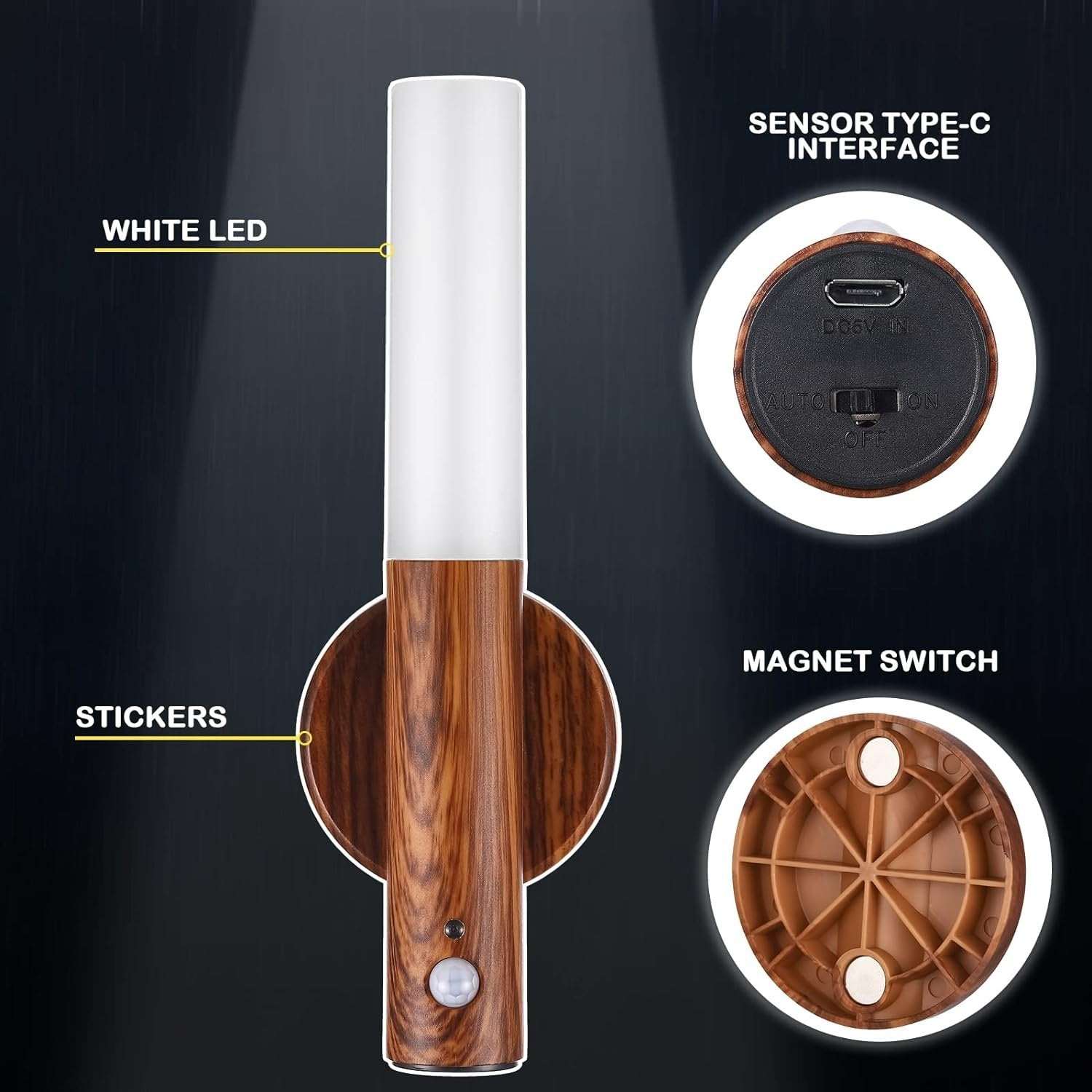 Led Induction Motion detect Sensor Scone Light Rechargeable