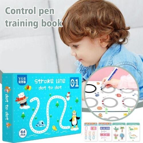 Erasable Educational Tracing Work Book for kids 64 Pages