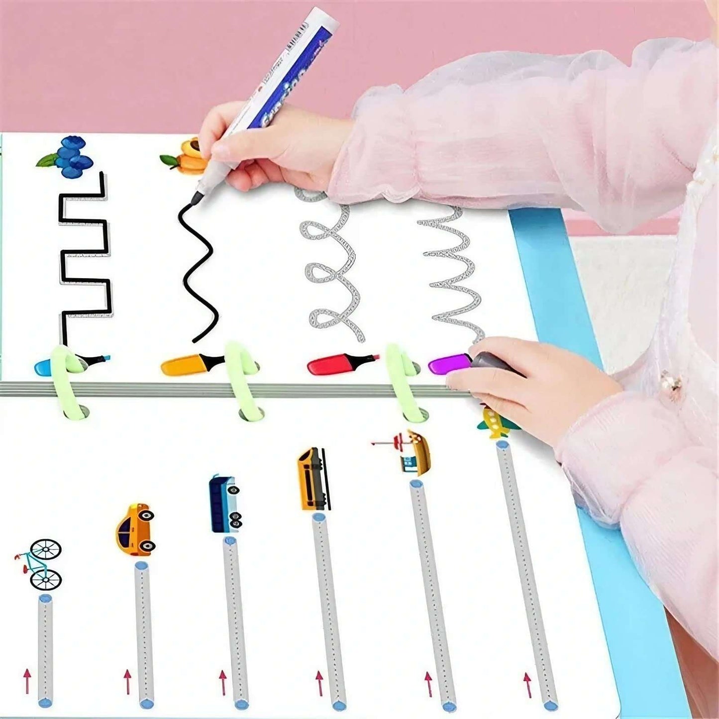 Reusable Educational Tracing Book – 64 Pages + Markers & Eraser for Kids 64 Pages