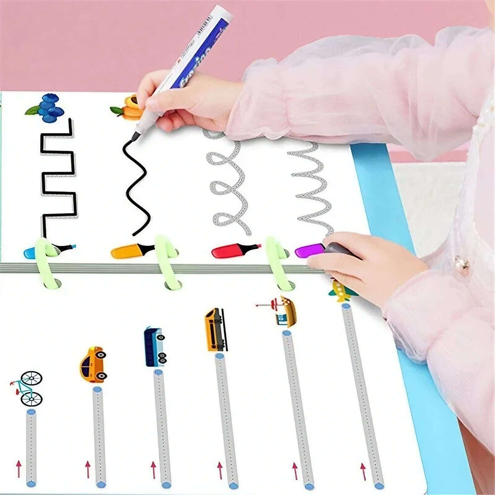 Reusable Educational Tracing Book – 64 Pages + Markers & Eraser for Kids 64 Pages