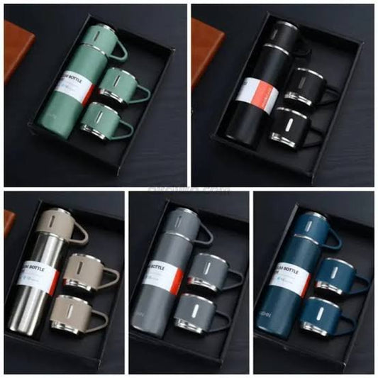 Vaccum Flask with 3 cups and gift bag