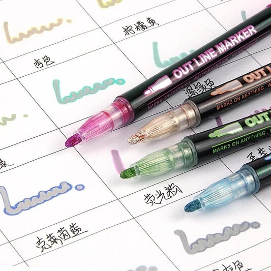 12 Colors Outline Art Markers
