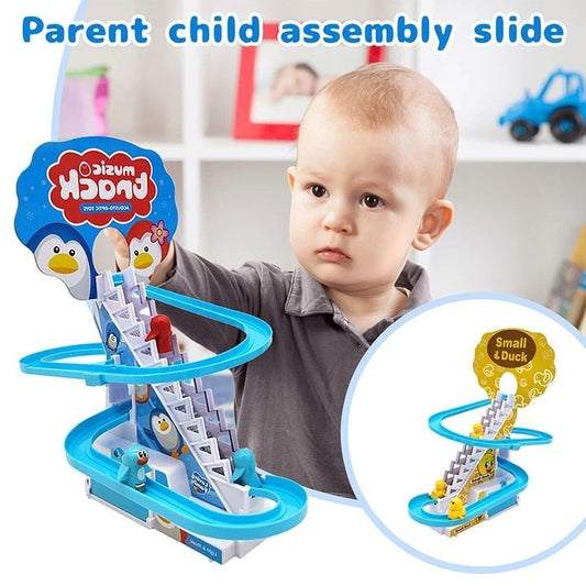 Little Penguin Climbing Stairs Music Luminous Slide Electric Track Children’s Toy
