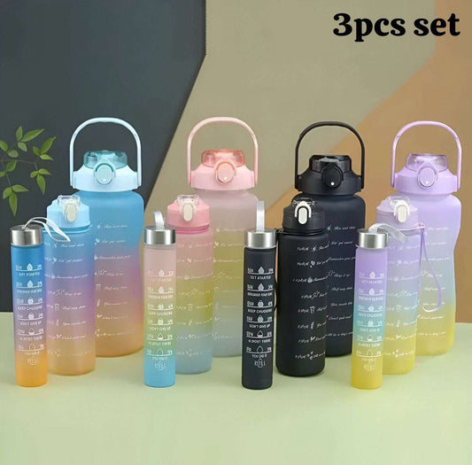 Pack of 3 Sports Motivational Rainbow Water Bottle Set