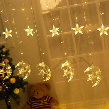 Twinkle Star and Moon Curtain Light