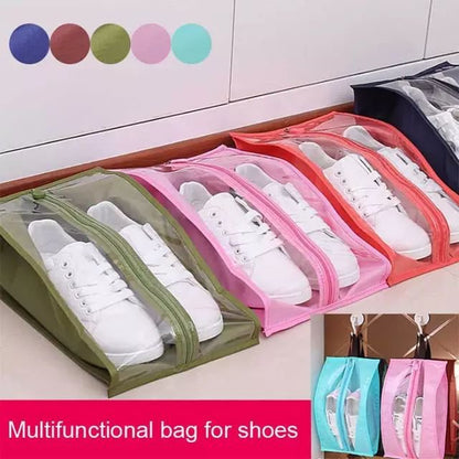 Pack of 2 Hanging Shoe Organizer, Portable Shoe Storage Bag, Waterproof Oxford Cloth Shoes Storage Bag, Transparent Shoe Bags, Large Capacity Colorful Travel Shoe Bag, Travel Portable Sorting Pouch