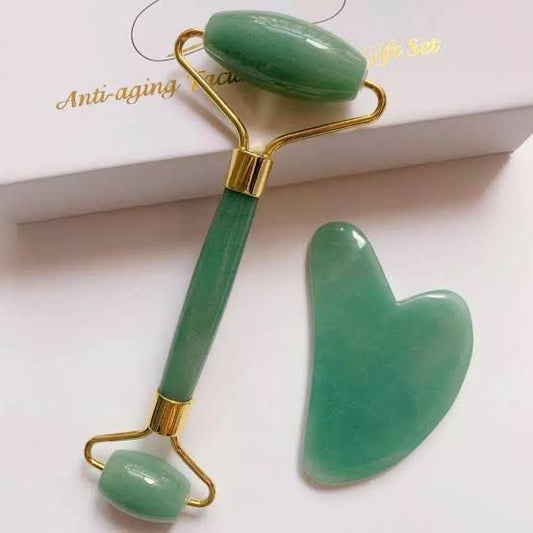 Original Marble Stone Double Head Jade Roller with Extra Stone Piece and Box Packing