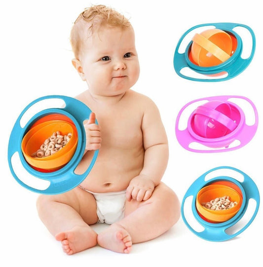 360 Degree Gyro Magic Baby Kid Anti Spill Bowl, Baby Feeding Toy Bowl, Baby Food Dinnerware, Spill-Proof Universal Gyro Bowl