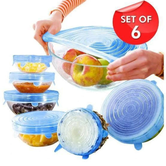 6-Pack Silicone Food Lids - Airtight, Leak-Proof & Reusable Container Covers