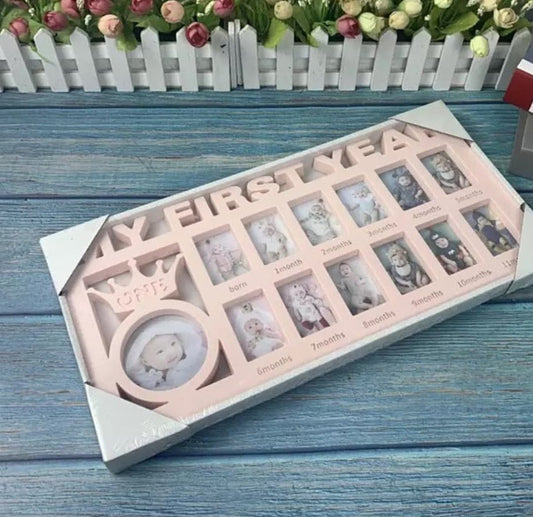 My First Year Crown Pink Photo Frame
