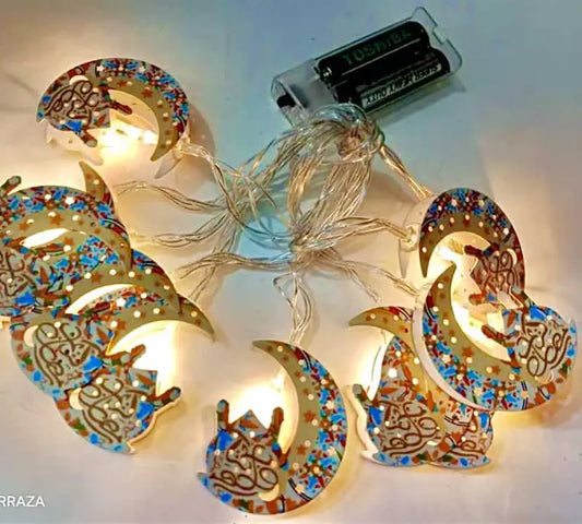 Ramadan Led Light - Moon & Mosque Shaped Multi Print