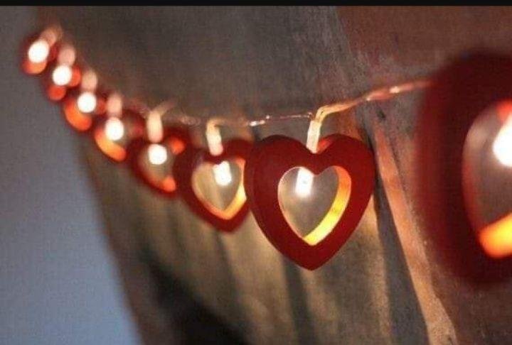 Wooden Led Red Heart Shape Fairylight