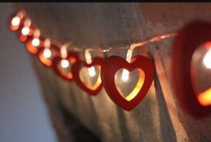 Wooden Led Red Heart Shape Fairylight