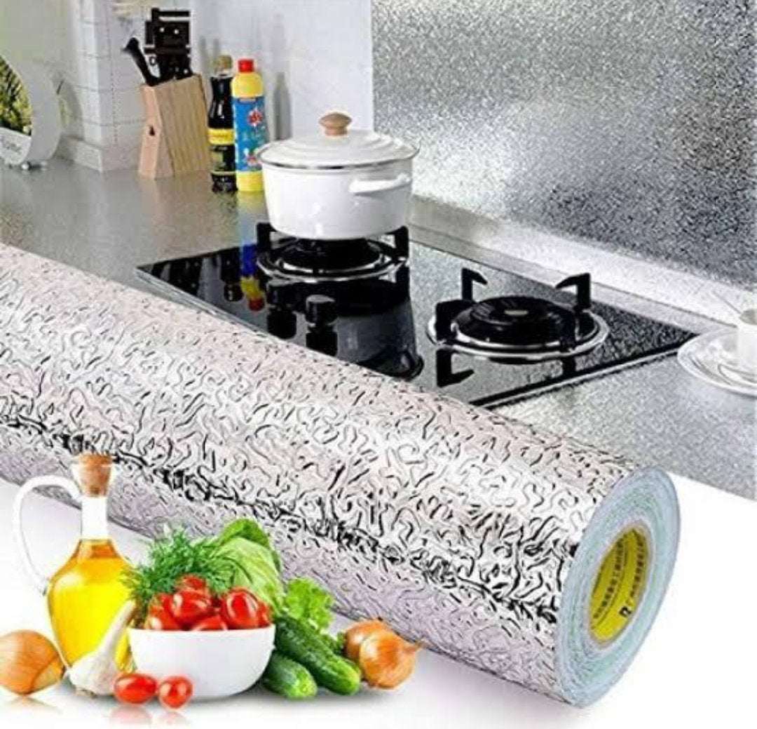 Pack of 3 Silver & Golden Self Adhesive Aluminium Foil Sticker Sheet Roll for Kitchen Size 60x200CM Size