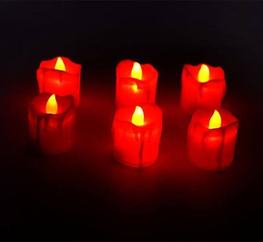 Pack of 12 Led Red Melting Design Candles