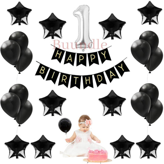 Happy Birthday Black Balloons Decoration Deal