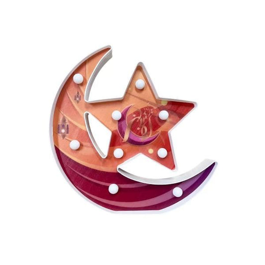 Eid Star Moon Led light Pink