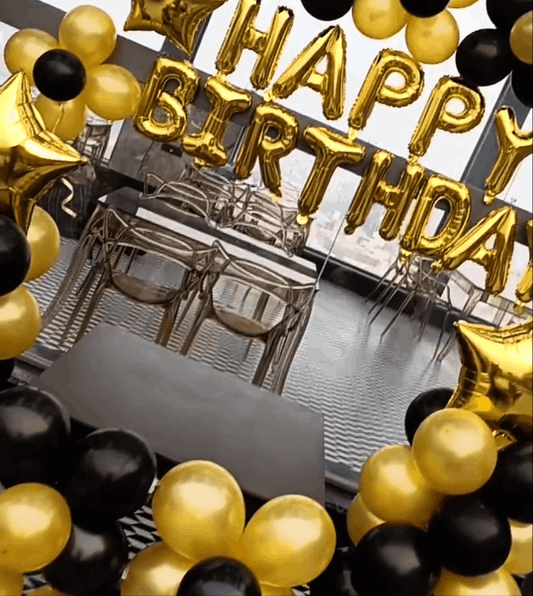 Black and Golden Birthday Balloons