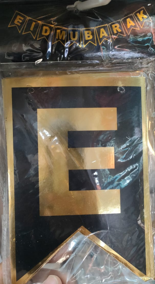 Black and Golden Eid Mubarak Banner