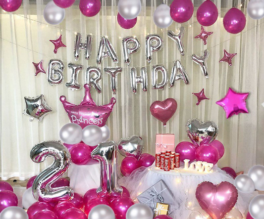 Pink and Silver Birthday Balloons Deal - Buundle
