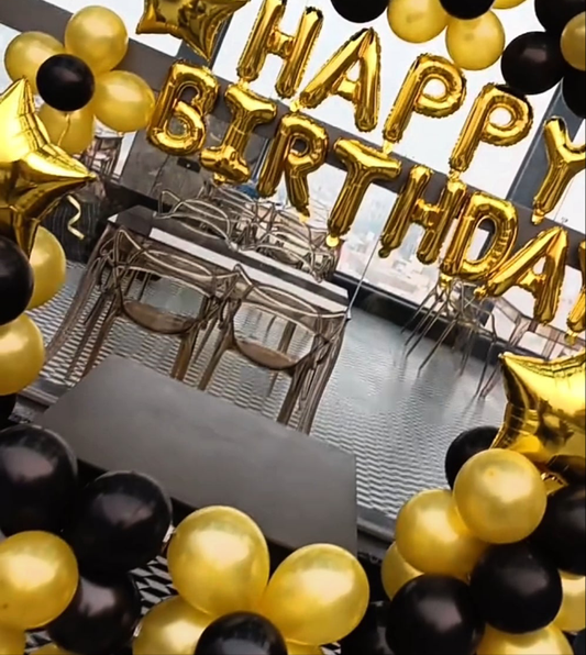 Black and Golden Birthday Balloons