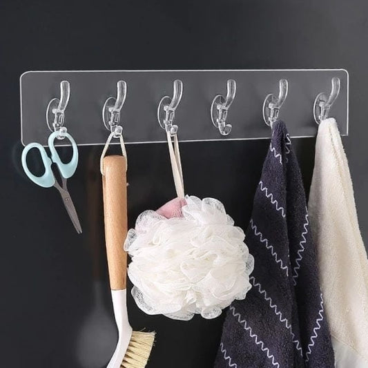 5 Hooks Transparent Self Adhesive Wall Sticker