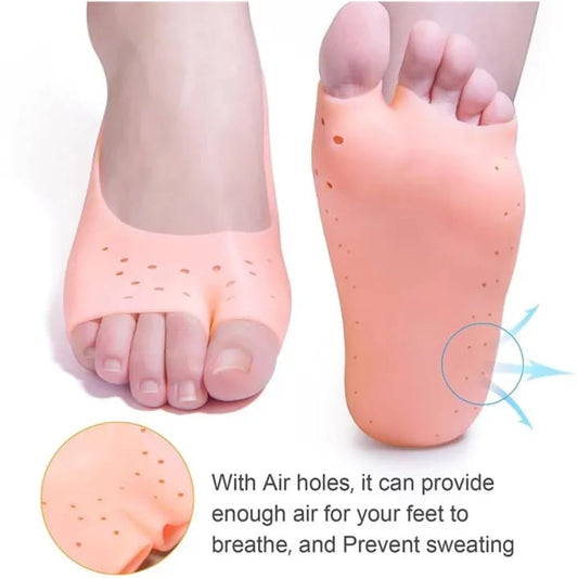2pcs Soft Silicone Moisturizing Gel Socks For Foot Care Protector Relieve Dry Cracked Peeling Heels Shoes Insole Pedicure