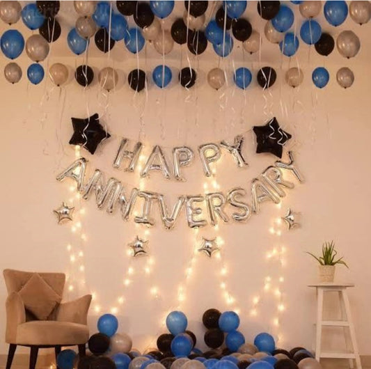 Happy Anniversary Black and Blue Balloons Deal