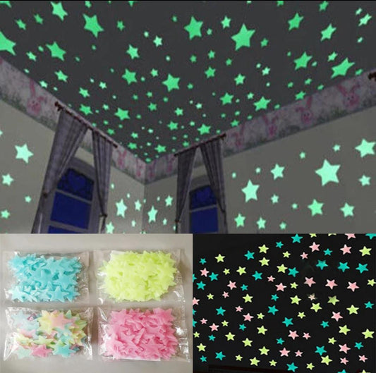 Pack of 200 - 3D Luminous Glowing Stars
