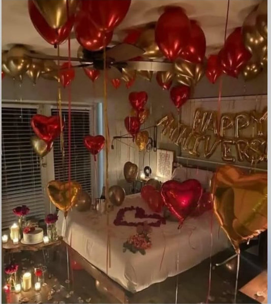 Happy Anniversary Red and a golden Balloons Deal