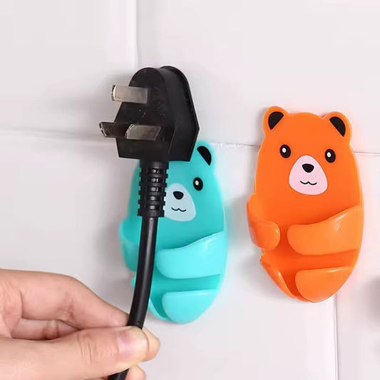 4Pcs Wall Hook Bear Plug Bracket Punch-Free Hooks