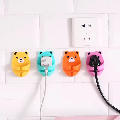 4Pcs Wall Hook Bear Plug Bracket Punch-Free Hooks