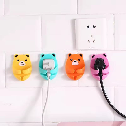 4Pcs Wall Hook Bear Plug Bracket Punch-Free Hooks
