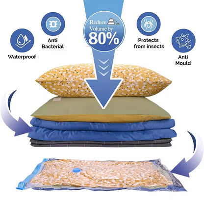 Vacuum Storage Space Saver Bags Reusable Double Seal Zip Lock