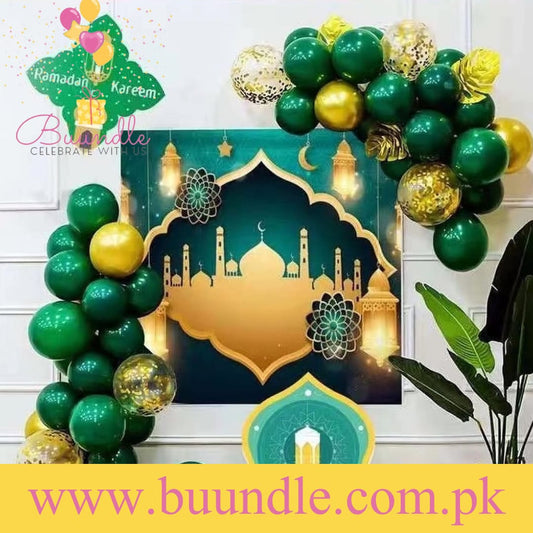 Ramadan Kareem Green & Golden Theme Set for Ramadan Iftar Party Decoration and Celebration