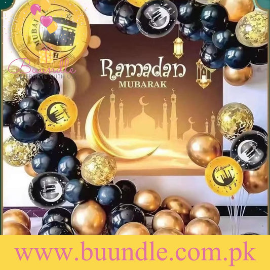 Ramadan Mubarak Golden & Black Theme Set for Ramadan Iftar Party Decoration and Celebration