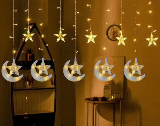 Star & Moon Curtain lights for Ramzan/Eid Decoration