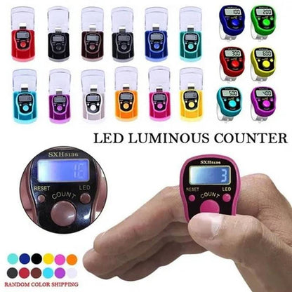 Finger Counter LCD Electronic Digital Tally Counter For Sewing Knitting with led light