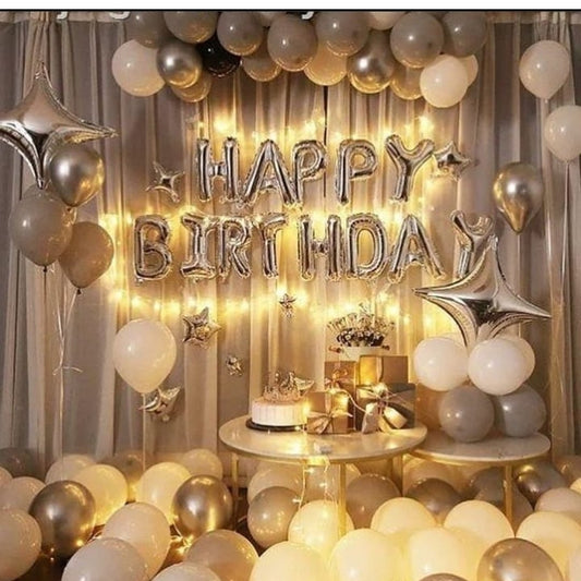 Royal Silver and White Birthday Balloons Package