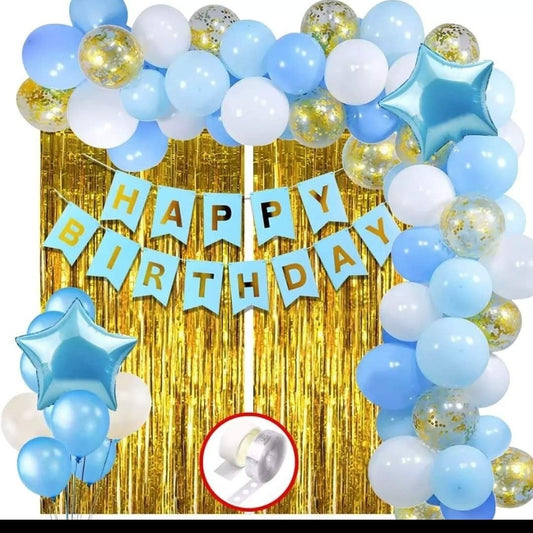Happy Birthday Blue and Golden Theme