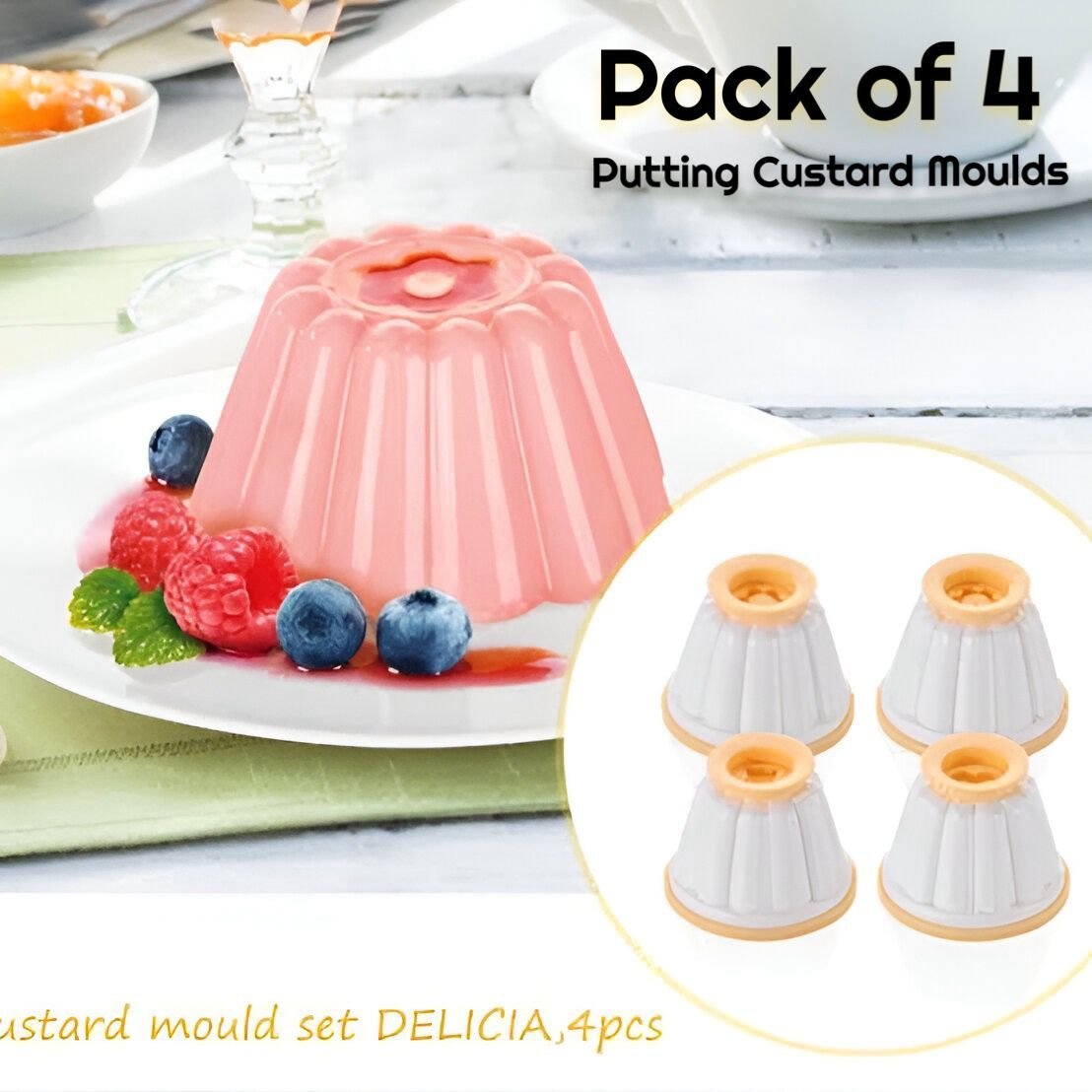 Pack of 4 Custards/Jelly Putting Moulds with Box Packing