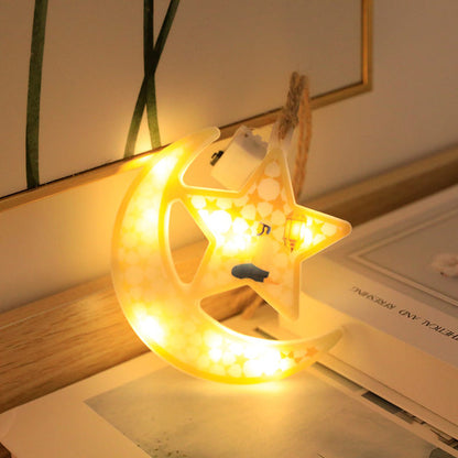Ramadan/ EID Mubarak LED Light 'Moon Star Yellow' Hanging Lamp Ornaments Decoration Supplies